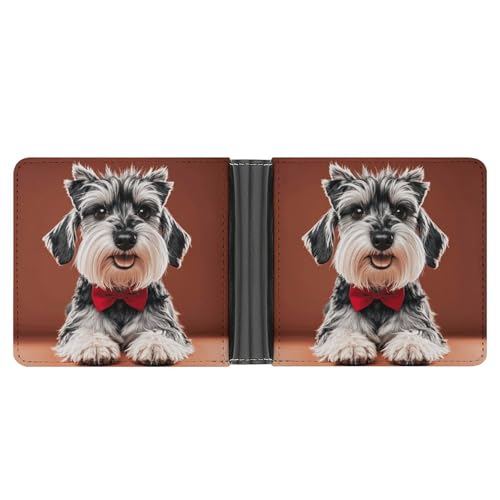 RKJVB Klassische Slimfold Geldbörse für Damen, Öl, niedliche Schnauzer-Hunde, Bifold Kreditkartenhalter, Geldbörse für Herren, Ledergeldbörse mit Ausweisfenster und mehreren Kartenfächern, von RKJVB