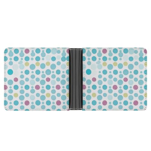 RKJVB Klassische Slimfold Geldbörse für Damen Blau Polka Dot Muster Bifold Kreditkartenetui Brieftasche für Herren Leder Geldbörse mit ID-Fenster und mehreren Kartenfächern Mini Wallet Blau Polka Dot von RKJVB