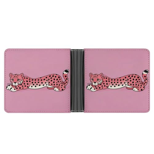 RKJVB Klassische Slimfold Geldbörse für Damen Gepard Bifold Kreditkartenetui Geldbörse für Herren Leder Geldbörse mit Ausweisfenster und mehreren Kartenfächern Mini Wallet Gepard 4,6 × 3,7 × 2,5 cm, von RKJVB
