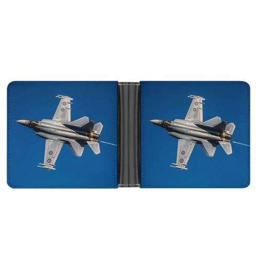 RKJVB Klassische Slimfold Geldbörse für Damen Jet Fighter Bifold Kreditkartenetui Geldbörse für Herren Leder Geldbörse mit Ausweisfenster und mehreren Kartenfächern Mini Wallet Jet Fighter 4,6 × 3,7 × von RKJVB