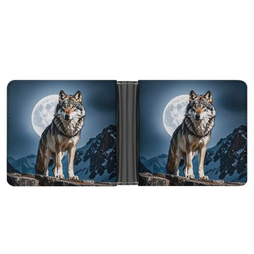RKJVB Klassische Slimfold Geldbörse für Damen Timberwolves Bifold Kreditkartenetui Geldbörse für Herren Leder Geldbörse mit Ausweisfenster und mehreren Kartenfächern Mini Wallet Timberwolves 4,6 × 3,7 von RKJVB