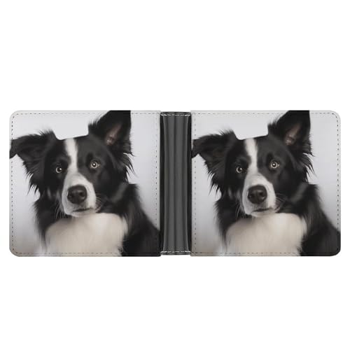 RKJVB Klassische Slimfold Geldbörse für Frauen Border Collie Bifold Kreditkartenetui Geldbörse für Herren Leder Geldbörse mit Ausweisfenster und mehreren Kartenfächern Mini Wallet Border Collie 4,6 × von RKJVB