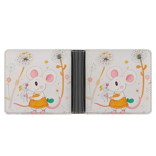 RKJVB Klassische Slimfold Geldbörse für Frauen Cartoon weiße Tiere Bifold Kreditkartenetui Brieftasche für Männer Leder Geldbörse mit ID-Fenster und mehreren Kartenfächern Mini-Geldbörse, Cartoon von RKJVB