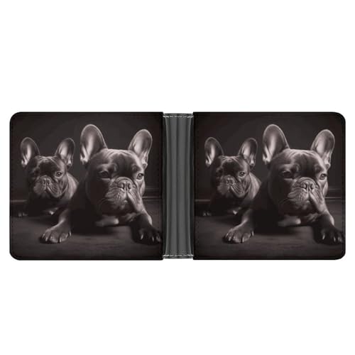 RKJVB Klassische Slimfold Geldbörse für Frauen Französische Bulldogge Bifold Kreditkartenetui Brieftasche für Männer Leder Geldbörse mit Ausweisfenster und mehreren Kartenfächern Mini Wallet von RKJVB
