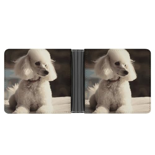RKJVB Klassische Slimfold Geldbörse für Frauen French Pudel Bifold Kreditkartenetui Geldbörse für Herren Leder Geldbörse mit Ausweisfenster und mehreren Kartenfächern Mini Wallet French Pudel 4,6 × von RKJVB
