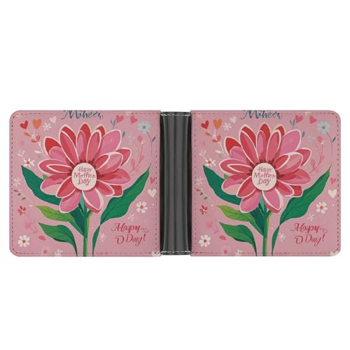 RKJVB Klassische Slimfold Geldbörse für Frauen Happy Mother Day Bifold Kreditkartenetui Geldbörse für Herren Leder Geldbörse mit Ausweisfenster und mehreren Kartenfächern Mini-Geldbörse, Happy Mother von RKJVB