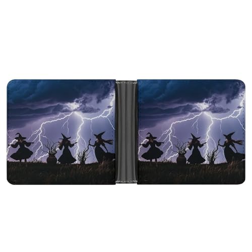RKJVB Klassische Slimfold Geldbörse für Frauen Hexe Gebetet Bifold Kreditkartenetui Geldbörse für Herren Leder Geldbörse mit Ausweisfenster und mehreren Kartenfächern Mini Wallet Witch Prayed 11,7 × von RKJVB