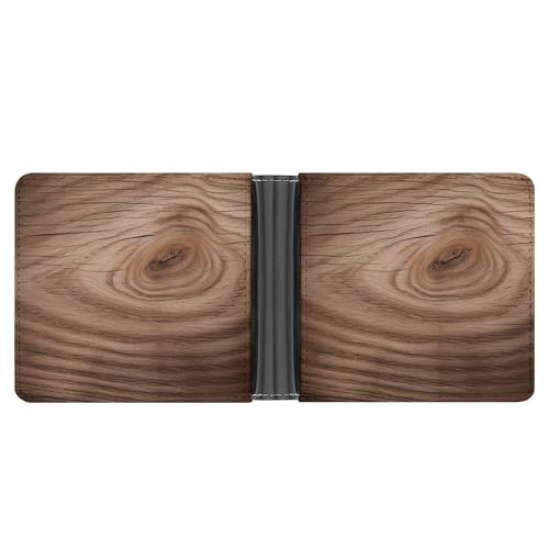 RKJVB Klassische Slimfold Geldbörse für Frauen Holzmaserung Bifold Kreditkartenetui Geldbörse für Herren Leder Geldbörse mit Ausweisfenster und mehreren Kartenfächern Mini Wallet Holzmaserung 4,6 × von RKJVB