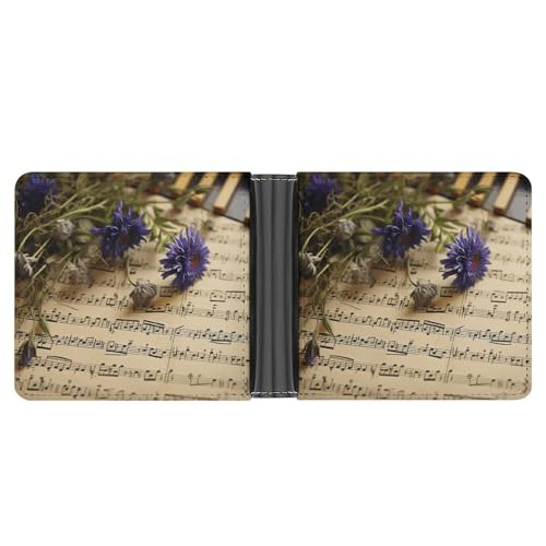 RKJVB Klassische Slimfold Geldbörse für Frauen Notenblatt Bifold Kreditkartenetui Brieftasche für Herren Leder Geldbörse mit Ausweisfenster und mehreren Kartenfächern Mini Wallet Notenblatt 4,6 × 3,7 von RKJVB
