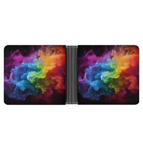 RKJVB Klassische Slimfold Geldbörse für Frauen Rainbow Smoke Bifold Kreditkartenetui Geldbörse für Herren Leder Geldbörse mit Ausweisfenster und mehreren Kartenfächern Mini Wallet Rainbow Smoke, 4,6 × von RKJVB