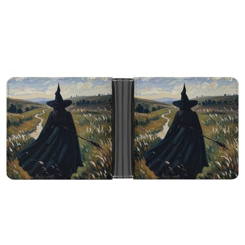 RKJVB Klassische Slimfold Geldbörse für Frauen The Witch of Darkness Bifold Kreditkartenetui Geldbörse für Männer Leder Geldbörse mit Ausweisfenster und mehreren Kartenfächern Mini Wallet The Witch of von RKJVB