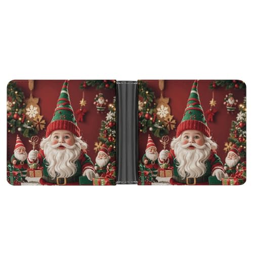 RKJVB Klassische Slimfold Geldbörse für Frauen Weihnachten Skurrile Zwerge Bifold Kreditkartenhalter Geldbörse für Herren Leder Geldbörse mit Ausweisfenster und mehreren Kartenfächern Mini Wallet von RKJVB