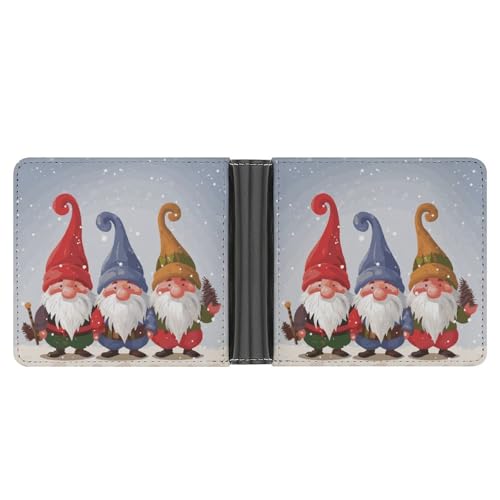 RKJVB Klassische Slimfold Geldbörse für Frauen Weihnachten Winter Zwerge Bifold Kreditkartenetui Brieftasche für Männer Leder Geldbörse mit Ausweisfenster und mehreren Kartenfächern Mini Wallet von RKJVB