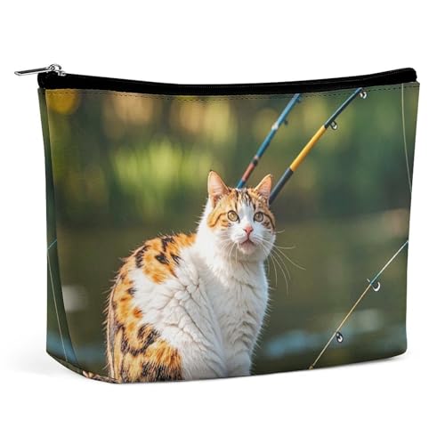 RKJVB Kosmetiktasche mit Fischerkatze für Damen, tragbare Kosmetiktasche, wasserdicht, Kulturbeutel, Aufbewahrungstasche, große Make-up-Tasche, ästhetische Hand-Make-up-Tasche für Reisen, Arbeit, RKJVB Kosmetiktasche mit Fischerkatze für Damen, tragbare Kosmetiktasche, wasserdicht, Kulturbeutel, Aufbewahrungstasche, große Make-up-Tasche, ästhetische Hand-Make-up-Tasche für Reisen, Arbeit, von RKJVB