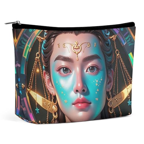 RKJVB Libra's Interessante Make-up-Tasche für Damen, tragbare Kosmetiktasche, wasserdicht, Kulturbeutel, Aufbewahrungstasche, große Make-up-Tasche, ästhetische Hand-Make-up-Tasche für Reisen, Arbeit, von RKJVB