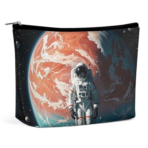 RKJVB Lonely Astronaut Make-up-Tasche für Damen, tragbare Kosmetiktasche, wasserdicht, Kulturbeutel, Aufbewahrungstasche, große Make-up-Tasche, ästhetische Hand-Make-up-Tasche für Reisen, Arbeit, von RKJVB