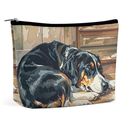 RKJVB Make-up-Tasche für Damen, Motiv: Hunde, die im Haus schlafen, tragbare Kosmetiktasche, wasserdicht, Kulturbeutel, Aufbewahrungstasche, große Make-up-Tasche, ästhetische Hand-Make-up-Tasche für RKJVB Make-up-Tasche für Damen, Motiv: Hunde, die im Haus schlafen, tragbare Kosmetiktasche, wasserdicht, Kulturbeutel, Aufbewahrungstasche, große Make-up-Tasche, ästhetische Hand-Make-up-Tasche für von RKJVB