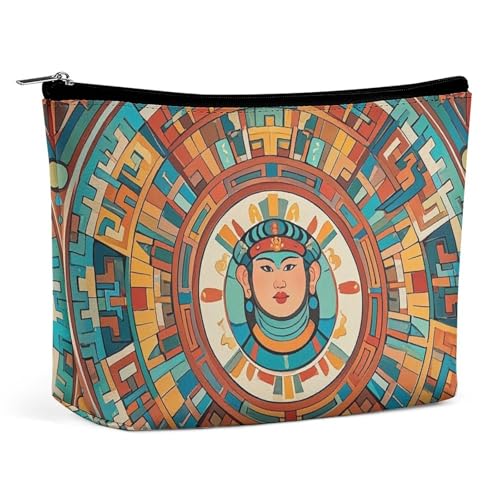 RKJVB Make-up-Tasche für Damen, Motiv: Muster der alten Zivilisation, tragbare Kosmetiktasche, wasserdicht, Kulturbeutel, Aufbewahrungstasche, große Make-up-Tasche, ästhetische Hand-Make-up-Tasche für von RKJVB
