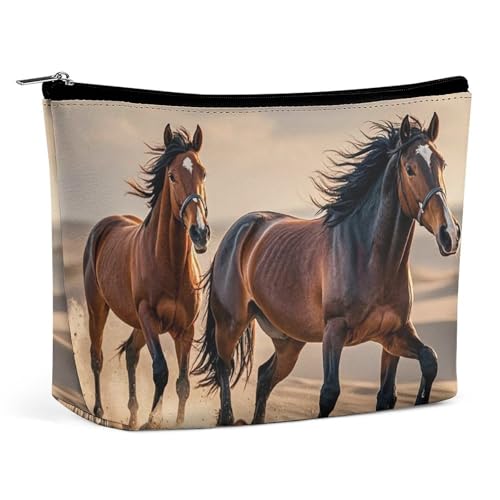 RKJVB Make-up-Tasche für Damen, Motiv: Pferde, die im Sand laufen, tragbare Kosmetiktasche, wasserdicht, Kulturbeutel, Aufbewahrungstasche, große Make-up-Tasche, ästhetische Hand-Make-up-Tasche für RKJVB Make-up-Tasche für Damen, Motiv: Pferde, die im Sand laufen, tragbare Kosmetiktasche, wasserdicht, Kulturbeutel, Aufbewahrungstasche, große Make-up-Tasche, ästhetische Hand-Make-up-Tasche für von RKJVB