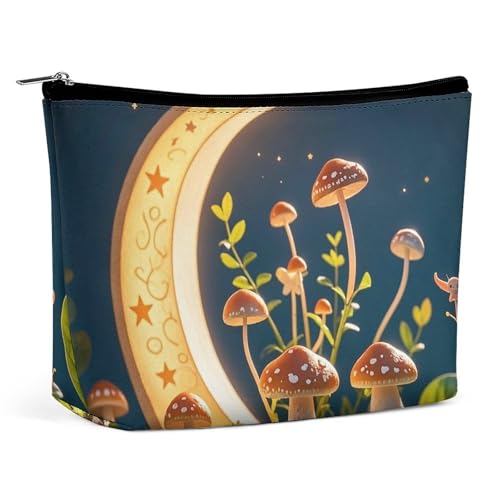 RKJVB Make-up-Tasche für Damen, Motiv: Pilz, Mond und Sterne, tragbare Kosmetiktasche, wasserdicht, Kulturbeutel, Aufbewahrungstasche, große Make-up-Tasche, ästhetische Hand-Make-up-Tasche für Reisen, RKJVB Make-up-Tasche für Damen, Motiv: Pilz, Mond und Sterne, tragbare Kosmetiktasche, wasserdicht, Kulturbeutel, Aufbewahrungstasche, große Make-up-Tasche, ästhetische Hand-Make-up-Tasche für Reisen, von RKJVB
