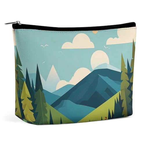 RKJVB Mountain Camping Make-up-Tasche für Damen, tragbare Kosmetiktasche, wasserdicht, Kulturbeutel, Aufbewahrungstasche, große Make-up-Tasche, ästhetische Hand-Make-up-Tasche für Reisen, Arbeit, von RKJVB