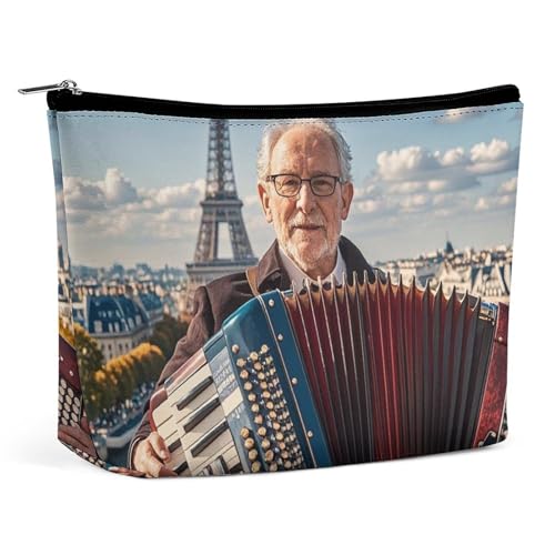 RKJVB Musiker und Instrumente Make-up-Tasche für Frauen, tragbare Kosmetiktasche, wasserdicht, Kulturbeutel, Aufbewahrungstasche, große Make-up-Tasche, ästhetische Hand-Make-up-Tasche für Reisen, von RKJVB