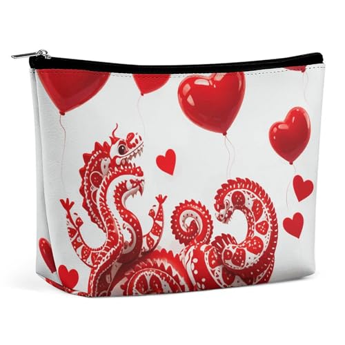 RKJVB Red Love Little Dragon Make-up-Tasche für Damen, tragbare Kosmetiktasche, wasserdicht, Kulturbeutel, Aufbewahrungstasche, große Make-up-Tasche, ästhetische Hand-Make-up-Tasche für Reisen, RKJVB Red Love Little Dragon Make-up-Tasche für Damen, tragbare Kosmetiktasche, wasserdicht, Kulturbeutel, Aufbewahrungstasche, große Make-up-Tasche, ästhetische Hand-Make-up-Tasche für Reisen, von RKJVB