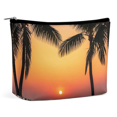 RKJVB Sunrise of on the Sea Make-up-Tasche für Damen, tragbare Kosmetiktasche, wasserdicht, Kulturbeutel, Aufbewahrungstasche, große Make-up-Tasche, ästhetische Hand-Make-up-Tasche für Reisen, Arbeit, von RKJVB