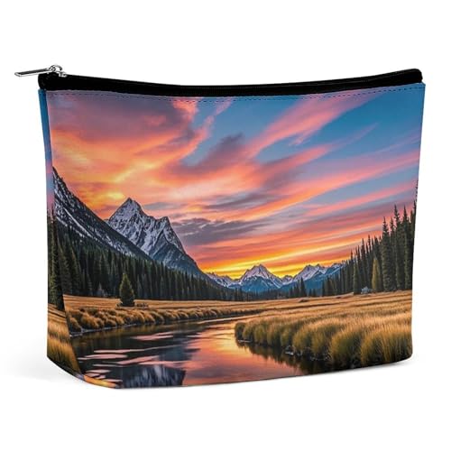 RKJVB Sunset Reflection Make-up-Tasche für Damen, tragbare Kosmetiktasche, wasserdicht, Kulturbeutel, Aufbewahrungstasche, große Make-up-Tasche, ästhetische Hand-Make-up-Tasche für Reisen, Arbeit, von RKJVB