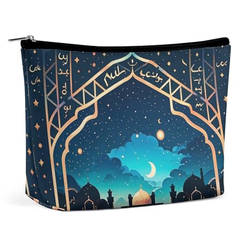 RKJVB Texturbogen-Make-up-Tasche für Damen, tragbare Kosmetiktasche, wasserdicht, Kulturbeutel, Aufbewahrungstasche, große Make-up-Tasche, ästhetische Hand-Make-up-Tasche für Reisen, Arbeit, Stil, von RKJVB