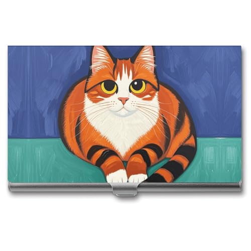 RKJVB Visitenkartenetui Mitte des Jahrhunderts, moderne Kunst, Katzen, schlankes Visitenkartenetui, professionelle Namenskartenhalter, Geldbörse, Namenskarten-Organizer, minimalistische Tasche, von RKJVB