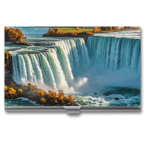 RKJVB Visitenkartenetui Niagara Fall Slim Visitenkartenetui Professionelle Namenskartenhalter Geldbörse Namenskarte Organizer Minimalistische Tasche Kartenhüllen für Männer Frauen Niagara Fall 3,7 x von RKJVB