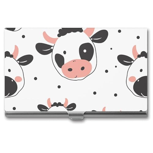 RKJVB Visitenkartenhalter, Cartoon-Kuh-Druck, schlankes Visitenkartenetui, professionelle Namenskartenhalter, Geldbörse, Namenskarten-Organizer, minimalistische Tasche, Kartenetuis für Männer und von RKJVB