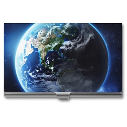 RKJVB Visitenkartenhalter, Erde und Weltraum, schlankes Visitenkartenetui, professionelle Namenskartenhalter, Geldbörse, Namenskarten-Organizer, minimalistische Tasche, Kartenetuis für Männer und von RKJVB