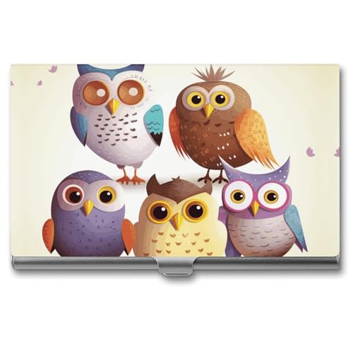 RKJVB Visitenkartenhalter, Eulen, Vögel, schmal, Visitenkartenetui, professionelle Namenskartenhalter, Geldbörse, Namenskarten-Organizer, minimalistische Tasche, Kartenetuis für Männer und Frauen, von RKJVB