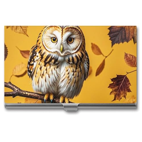 RKJVB Visitenkartenhalter, Eulenzweig, schlankes Visitenkartenetui, professionelle Namenskartenhalter, Geldbörse, Namenskarten-Organizer, minimalistische Tasche, Kartenetuis für Männer und Frauen, von RKJVB