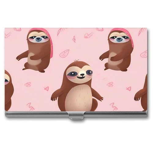 RKJVB Visitenkartenhalter, Faultier-Rosa, schlankes Visitenkartenetui, professionelle Namenskartenhalter, Geldbörse, Namenskarten-Organizer, minimalistische Tasche, Kartenetuis für Männer und Frauen, von RKJVB