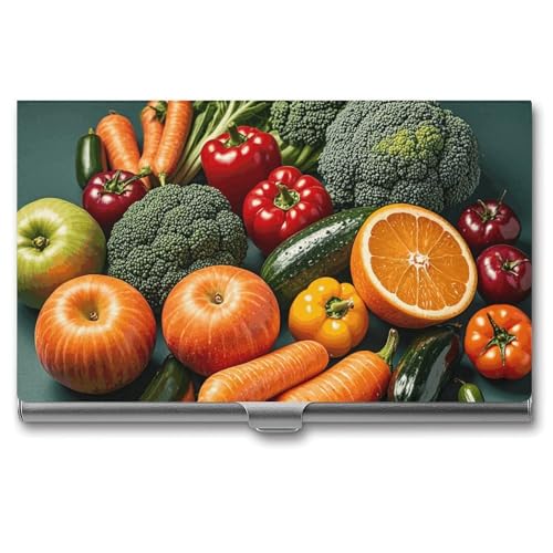 RKJVB Visitenkartenhalter, Gemüse, Obst, schlankes Visitenkartenetui, professionelle Namenskartenhalter, Geldbörse, Namenskarten-Organizer, minimalistische Tasche, Kartenetuis für Männer und Frauen, von RKJVB