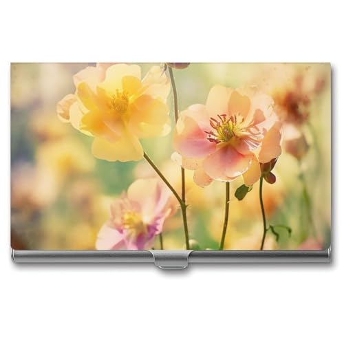 RKJVB Visitenkartenhalter, bemalte Blumen, schlankes Visitenkartenetui, professionelle Namenskartenhalter, Geldbörse, Namenskarten-Organizer, minimalistische Tasche, Kartenetuis für Männer und Frauen, von RKJVB