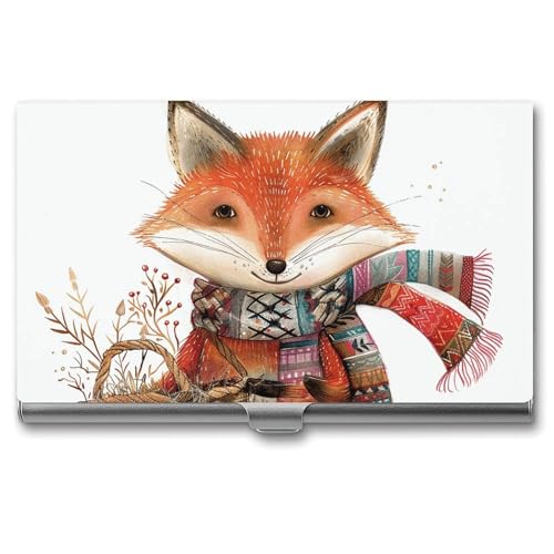 RKJVB Visitenkartenhalter Fuchs Haltekorb Slim Visitenkartenetui Professionelle Namenskartenhalter Geldbörse Namenskarte Organizer Minimalistische Tasche Kartenhüllen für Männer Frauen, Fox Haltekorb, von RKJVB