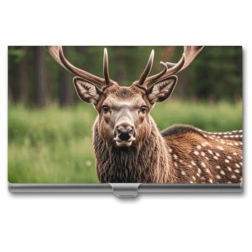 RKJVB Visitenkartenhalter Hirsch Slim Visitenkartenetui Professionelle Namenskartenhalter Geldbörse Namenskarte Organizer Minimalistische Tasche Kartenhüllen für Männer Frauen Hirsch 9,4 x 5,6 x 0,8 von RKJVB
