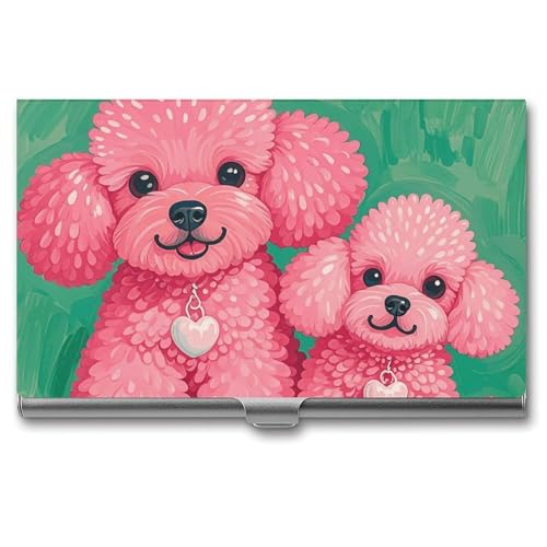 RKJVB Visitenkartenhalter Pudel Hunde Slim Visitenkartenetui Professionelle Namenskartenhalter Geldbörse Namenskarte Organizer Minimalistische Tasche Kartenhüllen für Männer Frauen Pudel Hunde, 3,7 x von RKJVB