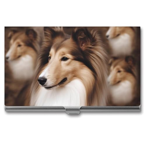 RKJVB Visitenkartenhalter Shelties Hund Slim Visitenkartenetui Professionelle Namenskartenhalter Geldbörse Namenskarte Organizer Minimalistische Tasche Kartenhüllen für Männer Frauen, Shelties Dog, von RKJVB