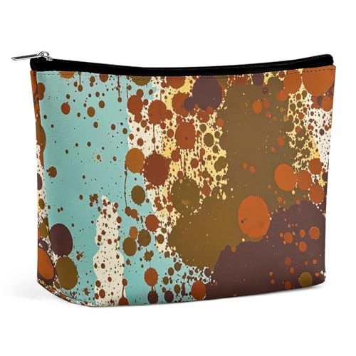 Retro-Make-up-Tasche für Damen, abstrakt, unordentlich, rostfarben, tragbare Kosmetiktasche, wasserdicht, Kulturbeutel, Aufbewahrungstasche, große Make-up-Tasche, ästhetische Hand-Make-up-Tasche für Retro-Make-up-Tasche für Damen, abstrakt, unordentlich, rostfarben, tragbare Kosmetiktasche, wasserdicht, Kulturbeutel, Aufbewahrungstasche, große Make-up-Tasche, ästhetische Hand-Make-up-Tasche für von RKJVB