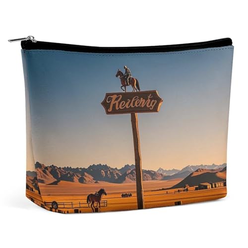 Retro-Make-up-Tasche mit Cowboy-Motiv für Damen, tragbare Kosmetiktasche, wasserdicht, Kulturbeutel, Aufbewahrungstasche, große Make-up-Tasche, ästhetische Hand-Make-up-Tasche für Reisen, Arbeit, Retro-Make-up-Tasche mit Cowboy-Motiv für Damen, tragbare Kosmetiktasche, wasserdicht, Kulturbeutel, Aufbewahrungstasche, große Make-up-Tasche, ästhetische Hand-Make-up-Tasche für Reisen, Arbeit, von RKJVB