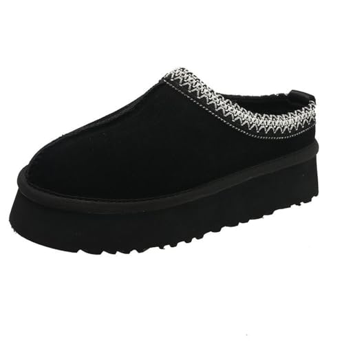 RKK Platform Women's Winter Snow Boots, Fuzzy Slippers for Women Padded Thickened Warm Casual Shoes Winter Fluffy House Shoes Home Slippers(Black,36) von RKK