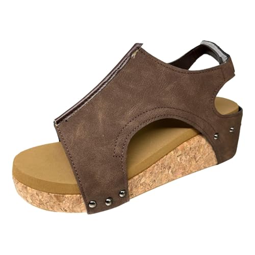 RKK Wedge Sandals for Women Platform Sandals with Ankle Strap Open Toe Espadrilles Wedge Heels Sandals Dressy Casual Boho Summer Beach Sandals Ladies Wedges Shoes(Coffee,38) von RKK