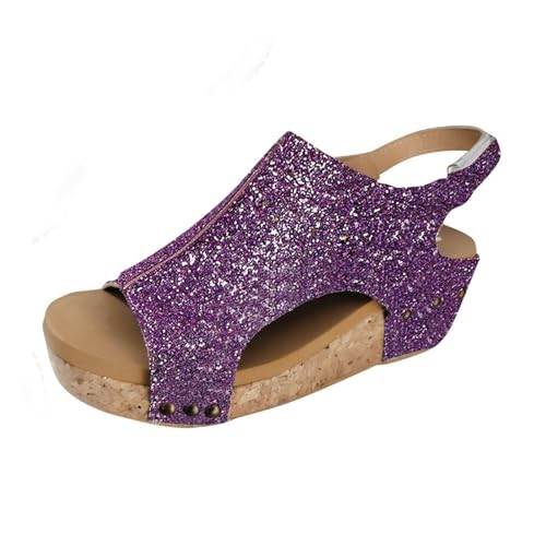 RKK Wedge Sandals for Women Platform Sandals with Ankle Strap Open Toe Espadrilles Wedge Heels Sandals Dressy Casual Boho Summer Beach Sandals Ladies Wedges Shoes(Purple,41) von RKK