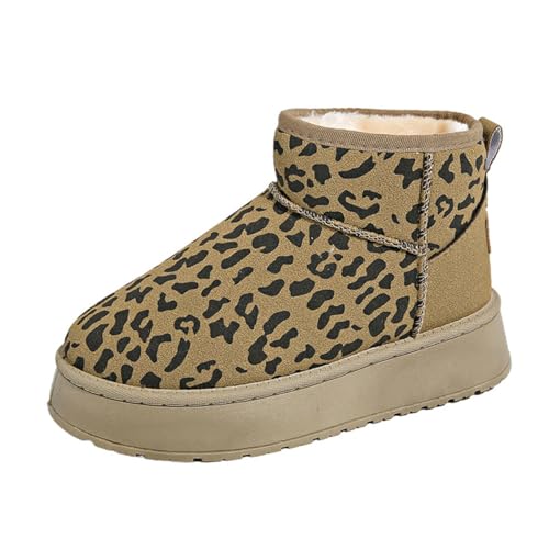 RKK Women Ultra Mini Snow Boots, Platform Winter Boots Faux Fur Lined Slip On Ankle Booties, Womens Warm No Slip Short Boots(Khaki,38) von RKK