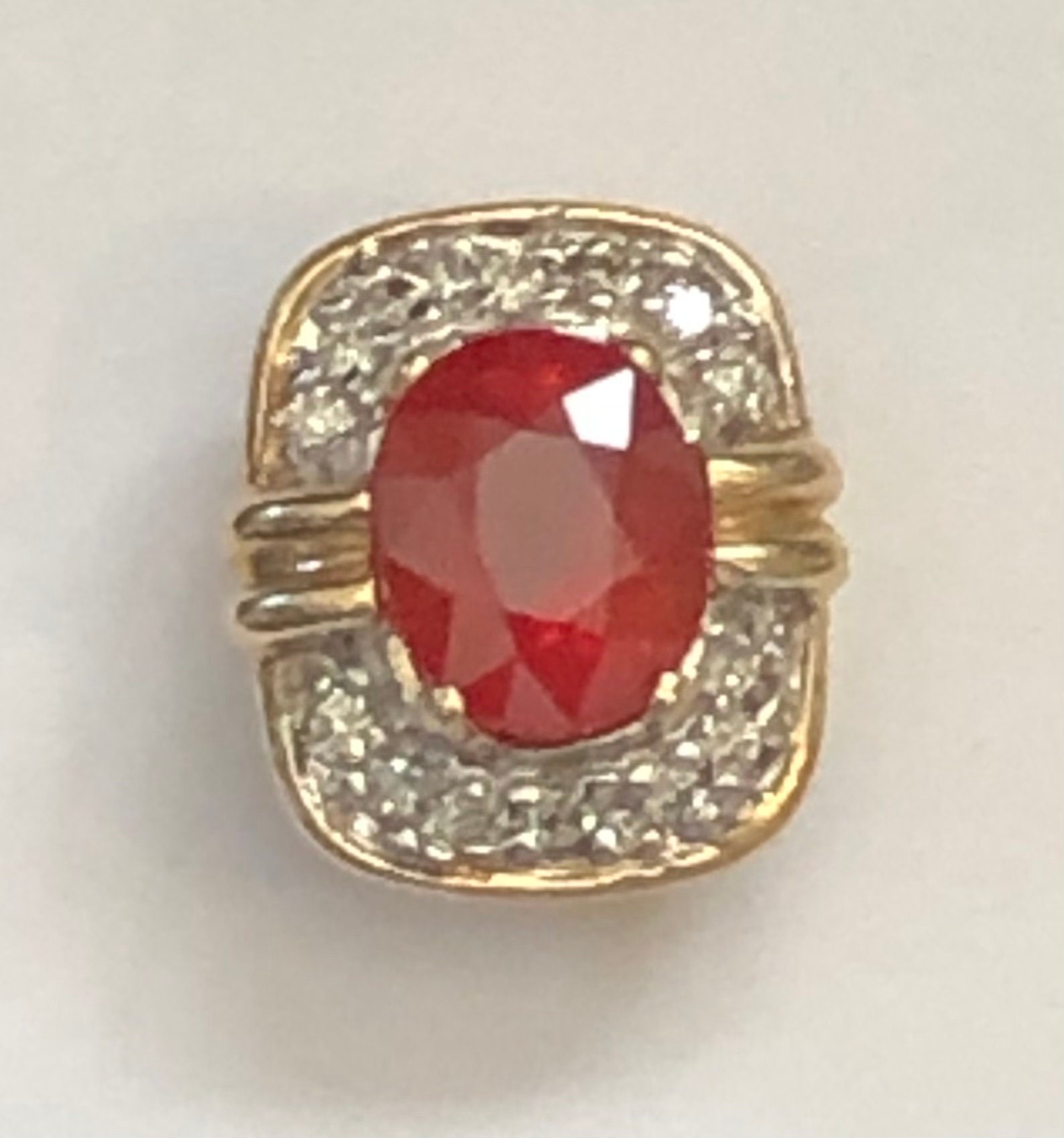 R.klein 14K Gelbgold Armband Schieber Mit Echten Ovalen Padparadscha Saphir Und Runden Natürlichen Diamanten .18Ctw von RKLEINJEWELRY